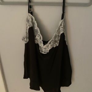 Free People black and white lace silk cami